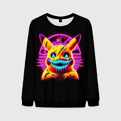 Мужской свитшот Terrible Pikachu - halloween fantasy / 3D-Черный – фото 1