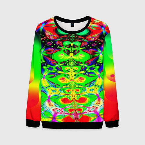Мужской свитшот Оптический фрактал кислота / 3D-Черный – фото 1