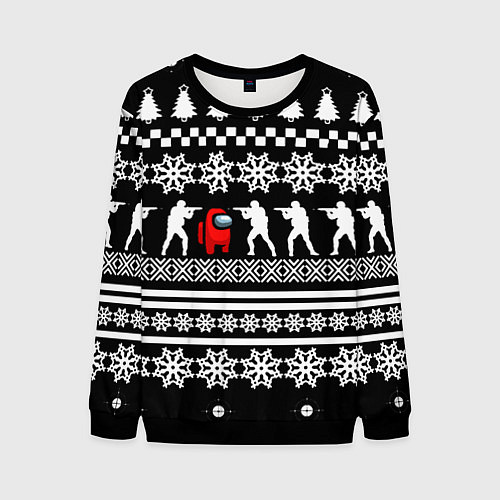 Мужской свитшот Among us x cs go / 3D-Черный – фото 1