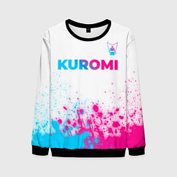 Свитшот мужской Kuromi neon gradient style посередине, цвет: 3D-черный