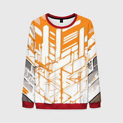 Свитшот мужской Агрессивные оранжевые полосы на белом фоне, цвет: 3D-красный