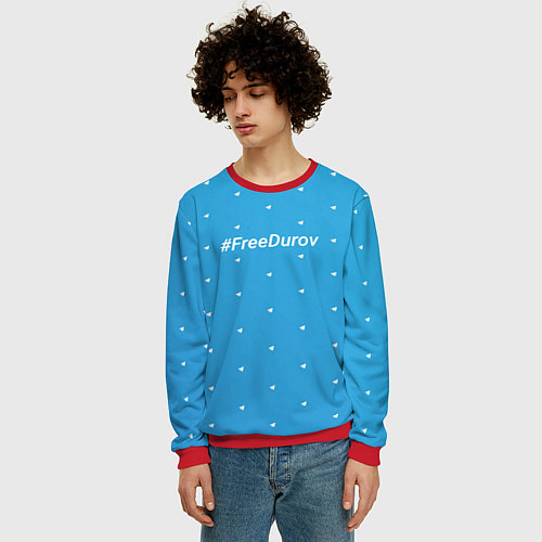 Мужской свитшот Freedurov паттерн из самолётиков / 3D-Красный – фото 3