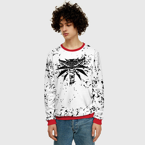 Мужской свитшот Ведьмак краски лого / 3D-Красный – фото 3