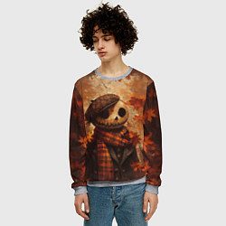 Свитшот мужской Тыквенный Джек в кепке, цвет: 3D-меланж — фото 2