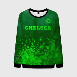 Свитшот мужской Chelsea - green gradient посередине, цвет: 3D-черный