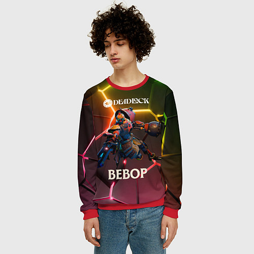 Мужской свитшот Deadlock Bebop неоновые плиты / 3D-Красный – фото 3