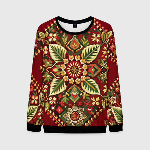 Мужской свитшот Русские классические узоры и орнамент / 3D-Черный – фото 1