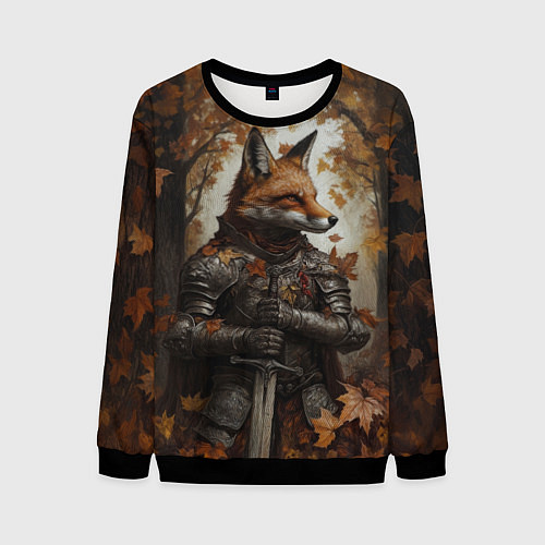 Мужской свитшот Рыцарь-лис / 3D-Черный – фото 1
