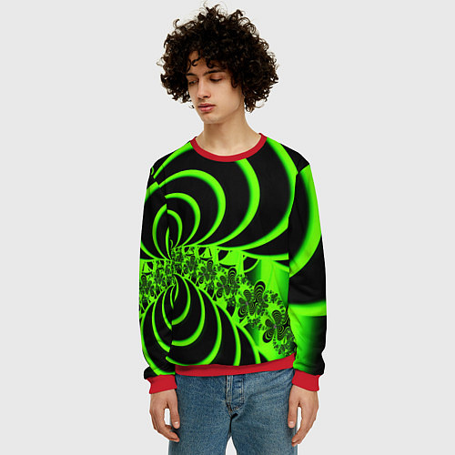 Мужской свитшот Оптические иллюзии абстракция / 3D-Красный – фото 3