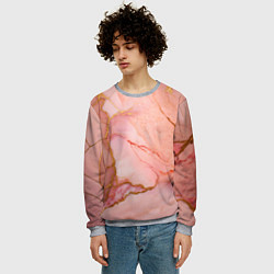 Свитшот мужской Текстура розового мрамора с золотом, цвет: 3D-меланж — фото 2