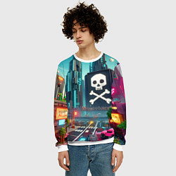 Свитшот мужской Minecraft district with skull - ai art fantasy, цвет: 3D-белый — фото 2