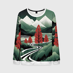 Свитшот мужской Дорога на природу, цвет: 3D-белый