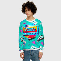 Свитшот мужской Кассеты и надпись 90s, цвет: 3D-белый — фото 2