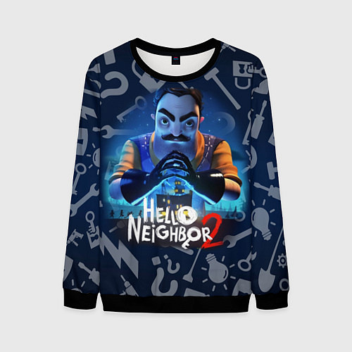Мужской свитшот Привет сосед из игры Hello Neighbor / 3D-Черный – фото 1
