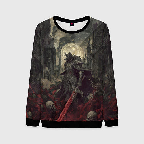 Мужской свитшот Рыцарь с багровым мечом / 3D-Черный – фото 1