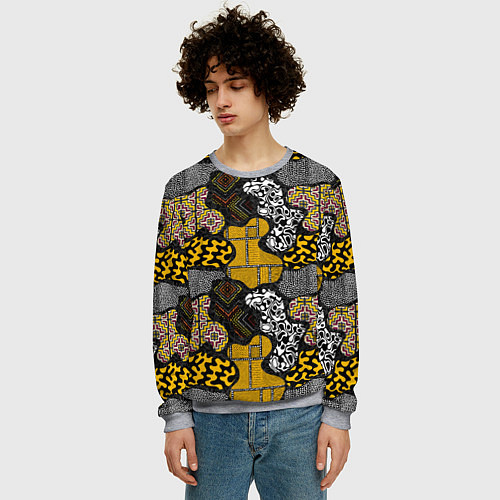 Мужской свитшот Этнический паттерн / 3D-Меланж – фото 3