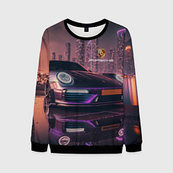 Свитшот мужской Porshe neon city, цвет: 3D-черный