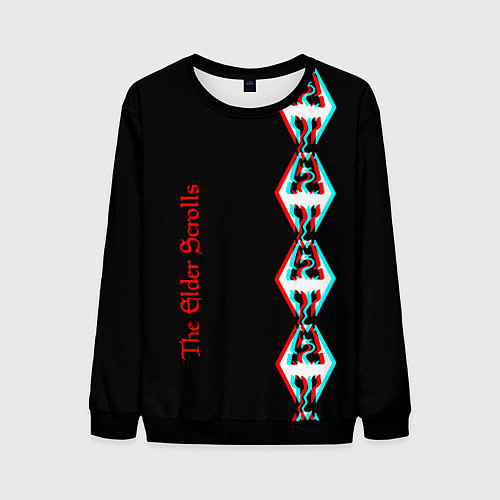 Мужской свитшот The Elder Scrolls glitch logo / 3D-Черный – фото 1