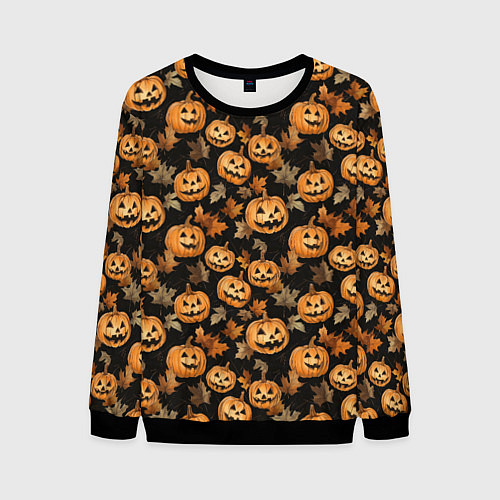 Мужской свитшот Тыквы с лицами / 3D-Черный – фото 1