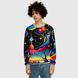 Свитшот мужской Необычная планета и космос в стиле Сальвадор Дали, цвет: 3D-меланж — фото 2