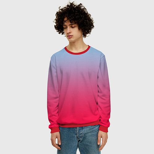 Мужской свитшот Неоновый цветной градиент / 3D-Красный – фото 3