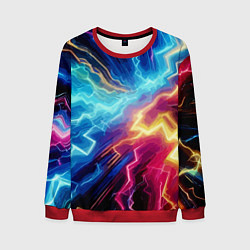 Свитшот мужской Разряд неоновых молний - нейроарт, цвет: 3D-красный