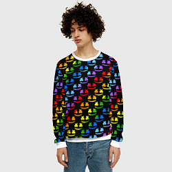 Свитшот мужской Marshmello pattern neon, цвет: 3D-белый — фото 2