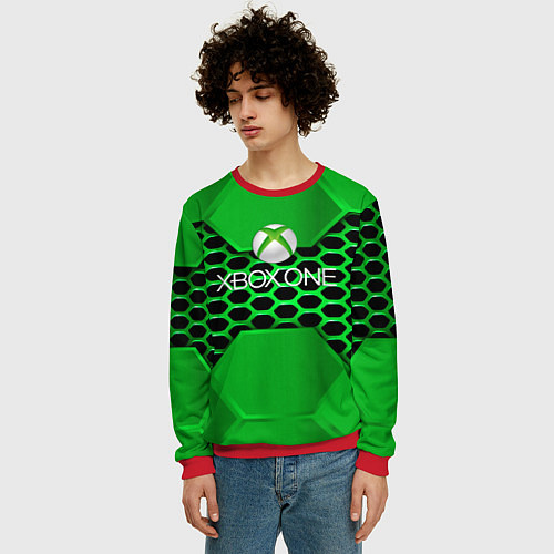 Мужской свитшот Xbox metal game / 3D-Красный – фото 3