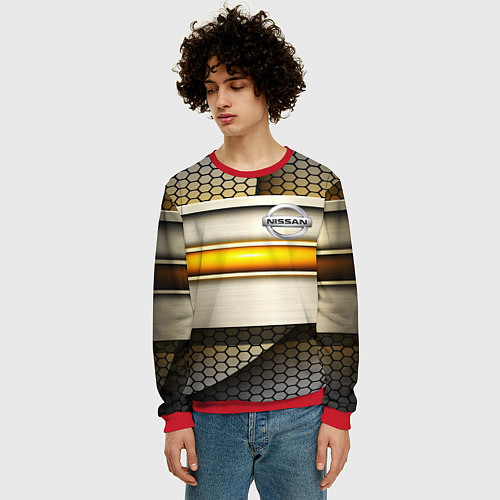 Мужской свитшот Nissan sport avto metal / 3D-Красный – фото 3