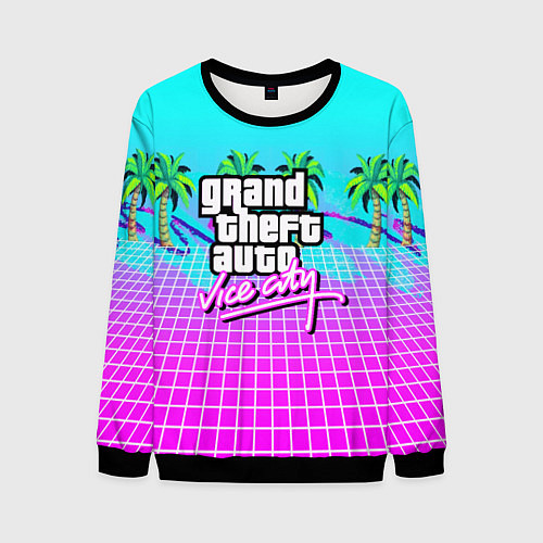 Мужской свитшот Vice city tropic collection / 3D-Черный – фото 1