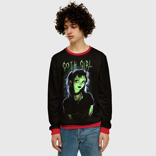 Мужской свитшот Goth girl - Beetlejuice / 3D-Красный – фото 3