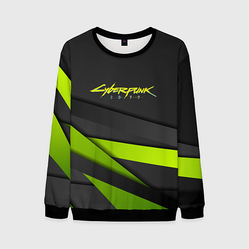 Мужской свитшот Cyberpunk 2077 stripes line / 3D-Черный – фото 1