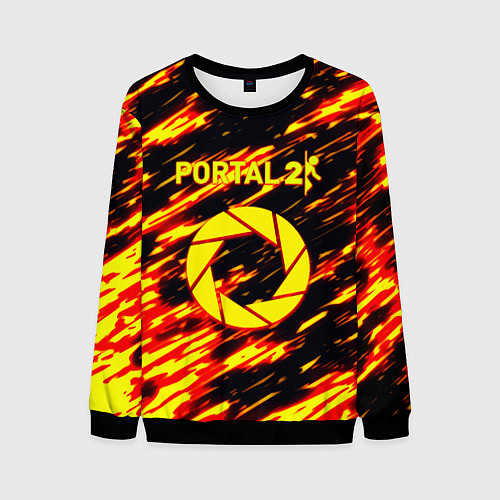 Мужской свитшот Portal огненный стиль / 3D-Черный – фото 1