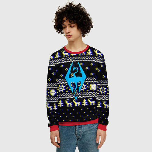 Мужской свитшот The Elder Scrolls зимний свитер / 3D-Красный – фото 3