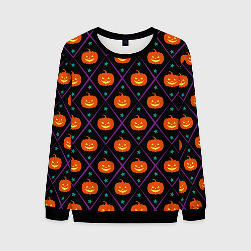 Мужской свитшот Звёздные тыквы / 3D-Черный – фото 1