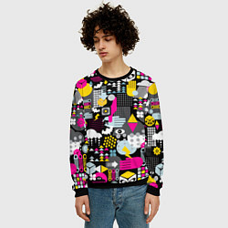 Свитшот мужской Цветной абстрактный паттерн, цвет: 3D-черный — фото 2