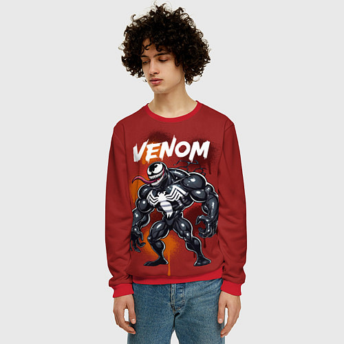 Мужской свитшот Веном в мультяшном стиле / 3D-Красный – фото 3