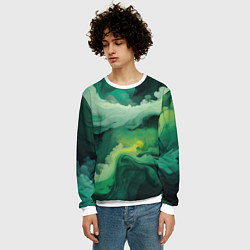 Свитшот мужской Изумрудные волны, цвет: 3D-белый — фото 2
