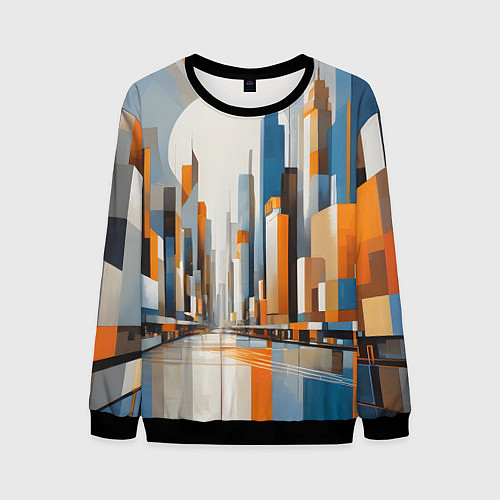 Мужской свитшот Архитектура город абстракция / 3D-Черный – фото 1