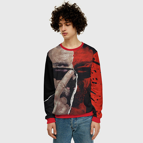 Мужской свитшот Между добром и злом / 3D-Красный – фото 3