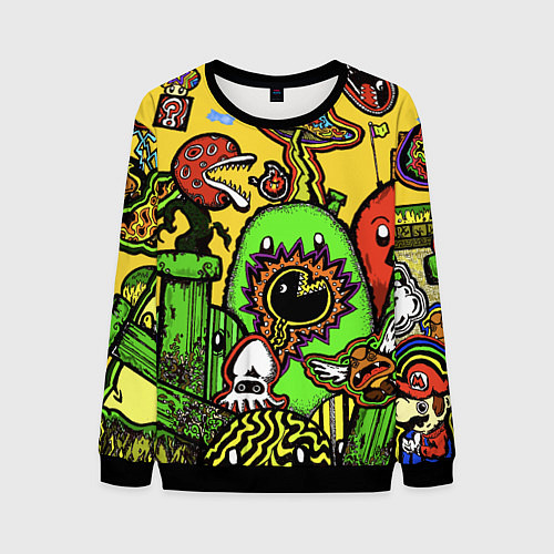 Мужской свитшот Mario краски текстура / 3D-Черный – фото 1