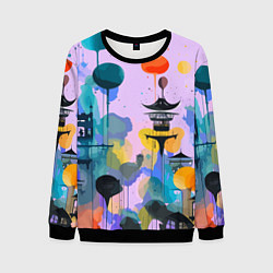 Свитшот мужской Фантазийный японский паттерн, цвет: 3D-черный