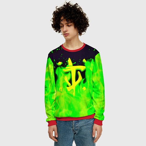 Мужской свитшот Doom кислотный огонь лого / 3D-Красный – фото 3