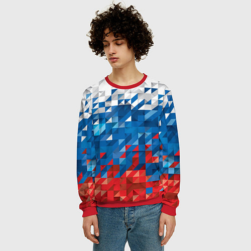 Мужской свитшот Пиксельный флаг / 3D-Красный – фото 3