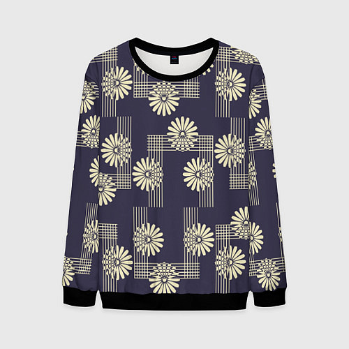 Мужской свитшот Цветочный геометрический узор / 3D-Черный – фото 1