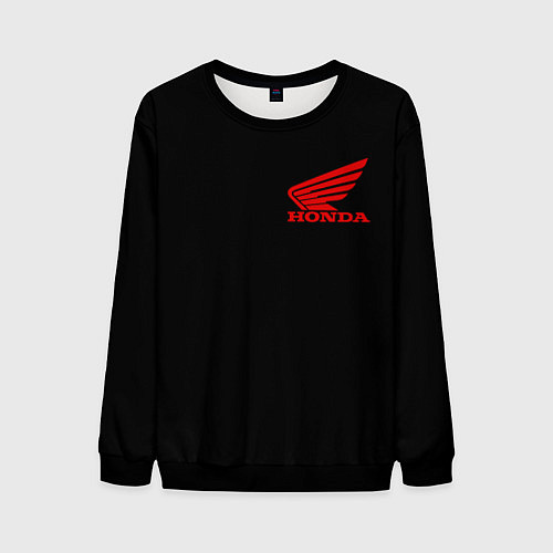 Мужской свитшот Honda red logo auto steel / 3D-Черный – фото 1