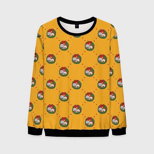 Мужской свитшот Рик и Морти Новый год паттерн / 3D-Черный – фото 1