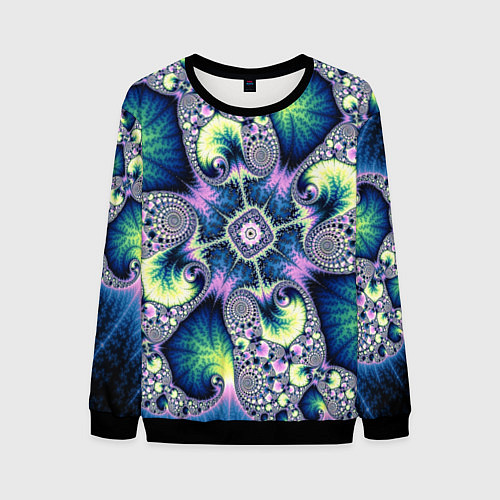 Мужской свитшот Оптический фрактал абстрактные узоры / 3D-Черный – фото 1