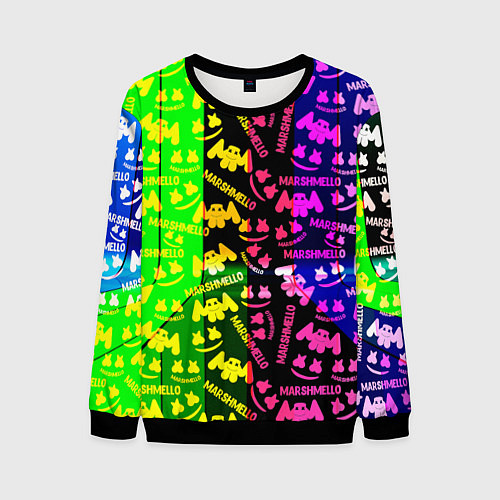 Мужской свитшот Marshmello pattern neon steel / 3D-Черный – фото 1