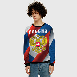Свитшот мужской Цвета флага России, паттерн, цвет: 3D-черный — фото 2